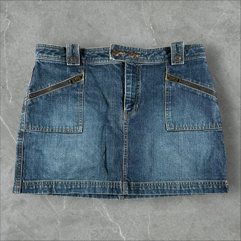 Old Navy Denim Skirt Womens 10 Blue Y2K Mini Thigh High Length Grunge 2000s Goth